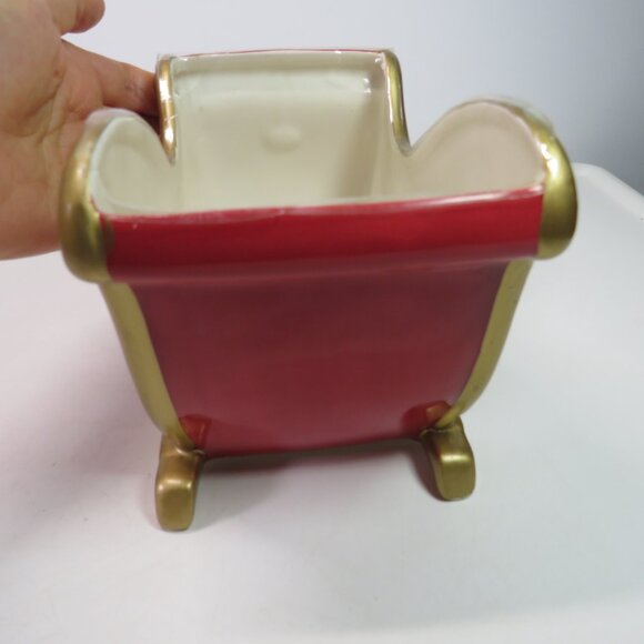 Fitz and Floyd Festive Bells ceramic sled w floral tray Holiday Christmas Decor - Picture 4 of 12